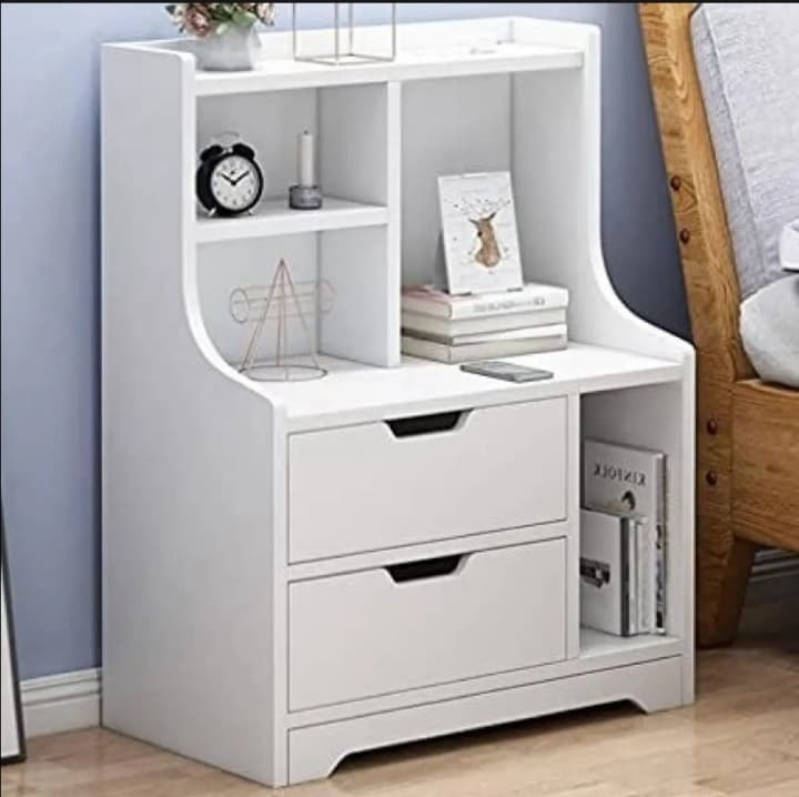 নাইটস্ট্যান্ড, কাঠের এন্ড টেবিল, স্টোরেজ শেল্ফ সহ, ২টি ড্রয়ার, নাইটস্ট্যান্ড সাইড টেবিল ক্যাবিনেট, বেডসাইড আসবাবপত্র