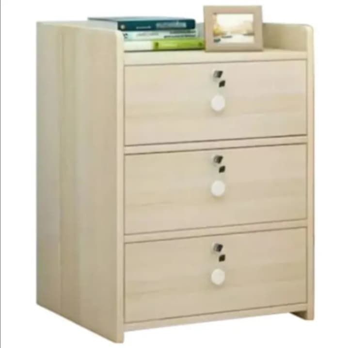 ৩টি ড্রয়ার হাই বেডসাইড টেবিল, বেডরুমের বেডসাইড টেবিল কফি টেবিল লক ক্যাবিনেট সহ খোলা শেল্ফ এবং লক ড্রয়ার সহ 5